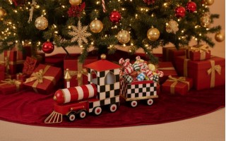 Duża Ozdoba metalowa Czerwony pociąg 62 cm