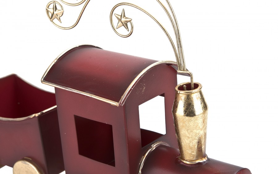 Duża Ozdoba metalowa Czerwony pociąg z wagonami 60 cm