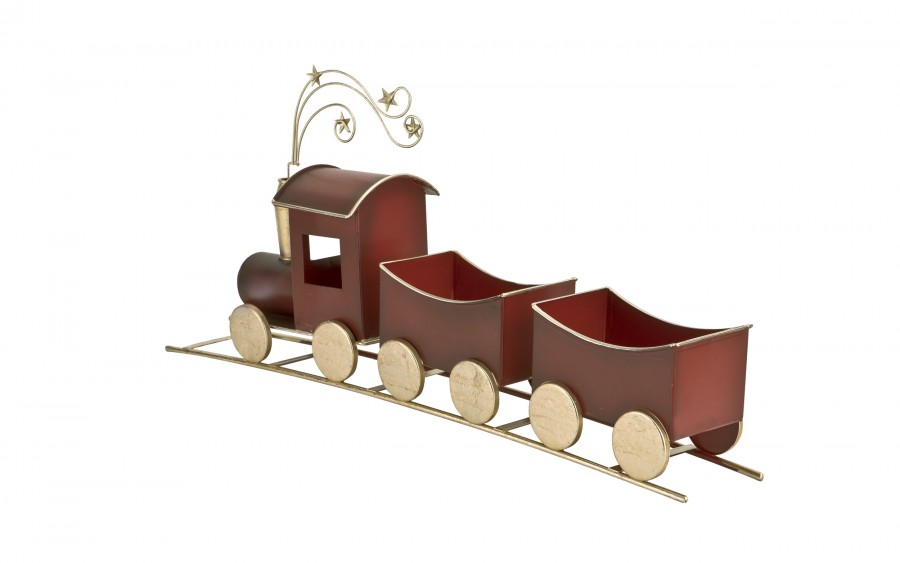 Duża Ozdoba metalowa Czerwony pociąg z wagonami 60 cm