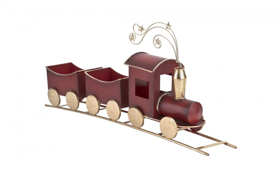 Duża Ozdoba metalowa Czerwony pociąg z wagonami 60 cm