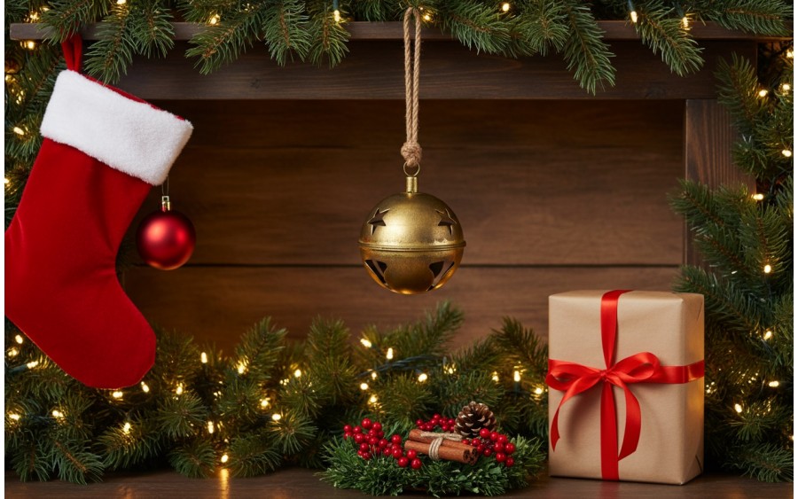 Dzwonek świąteczny metalowy 14 cm