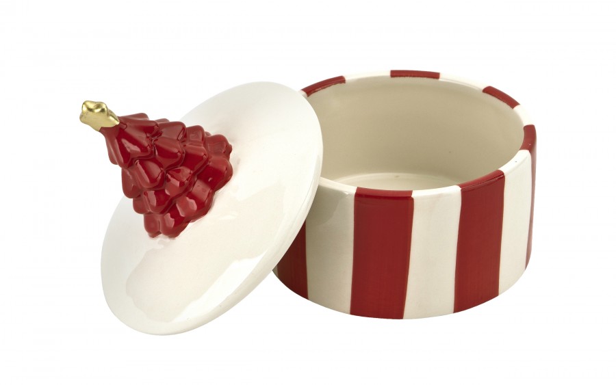 Pojemnik ceramiczny na ciastka Paski czerwono-białe 84497