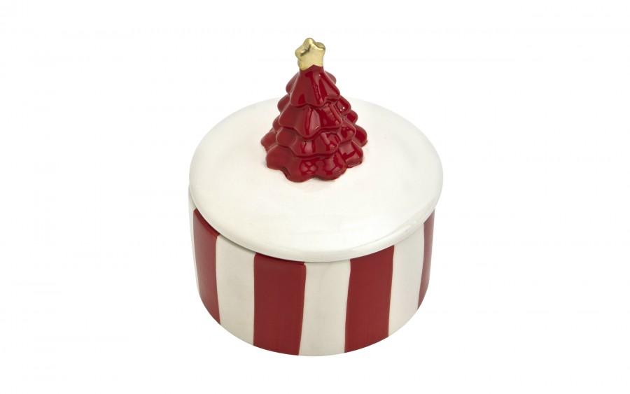 Pojemnik ceramiczny na ciastka Paski czerwono-białe 84497