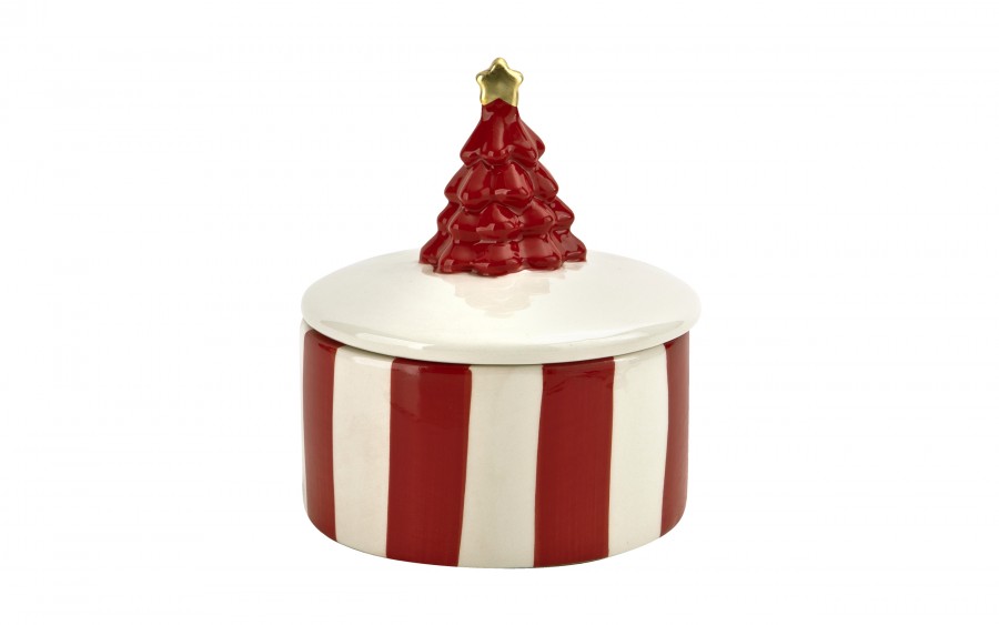 Pojemnik ceramiczny na ciastka Paski czerwono-białe 84497