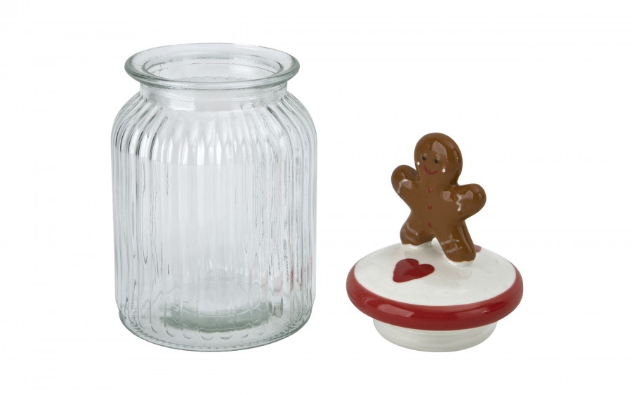 Pojemnik na ciastka szklany Piernikowe ciasteczko 24 cm