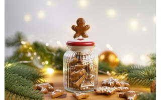 Pojemnik na ciastka szklany Piernikowe ciasteczko 24 cm