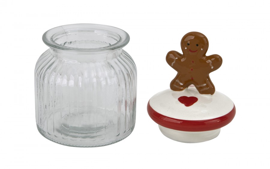 Pojemnik na ciastka szklany Piernikowe ciasteczko 21 cm