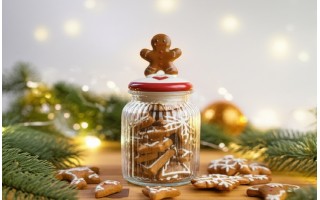 Pojemnik na ciastka szklany Piernikowe ciasteczko 21 cm