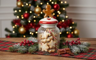 Pojemnik na ciastka szklany Piernikowe ciasteczko 21 cm