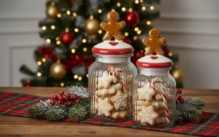 Pojemnik na ciastka szklany Piernikowe ciasteczko 24 cm