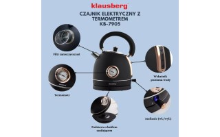 Czajnik elektryczny z termometrem 1,8 L czarny KB-7905