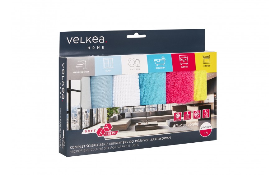 Komplet 6 ściereczek uniwersalnych Soft Fibre VELKEA