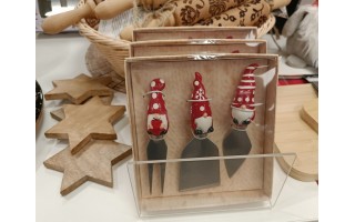 Zestaw 3 noży do sera Xmas Skrzaty