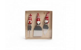 Zestaw 3 noży do sera Xmas Skrzaty