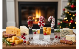 Zestaw 3 noży do sera Xmas Cukierki