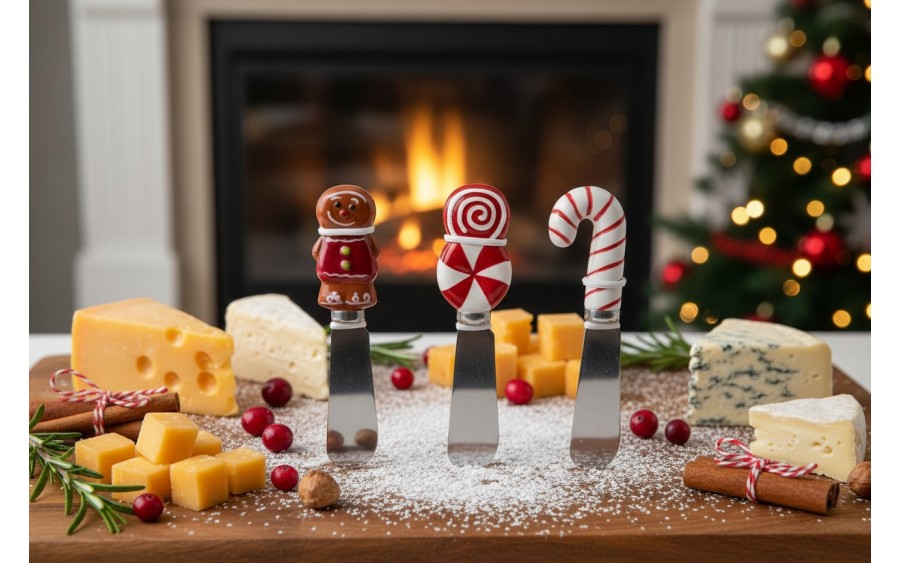 Zestaw 3 noży do sera Xmas Cukierki