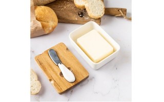 Maselniczka z nożem biała KB-7785