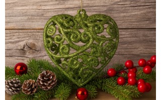 6x Bombka zielona serce