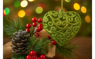 6x Bombka zielona serce