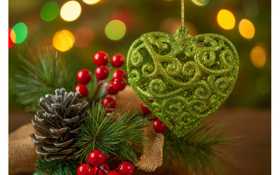 6x Bombka zielona serce