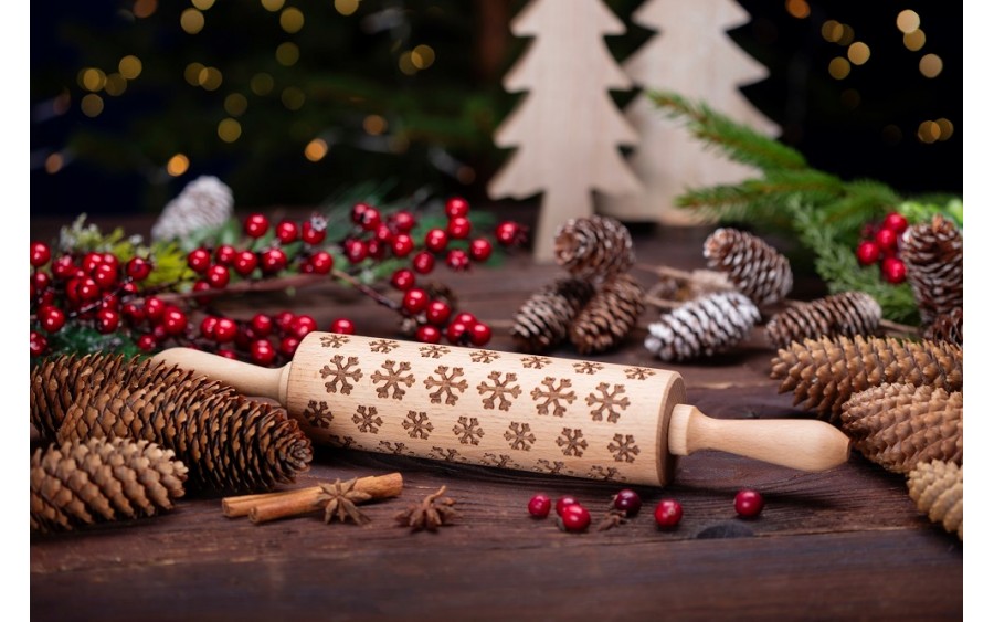 Wałek grawerowany ODETTE 20cm Śniezynki wzór 2