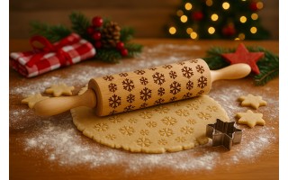 Wałek grawerowany ODETTE 20cm Śniezynki wzór 2