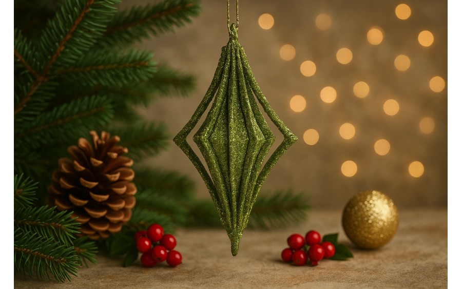 4x Bombka zielona bączek