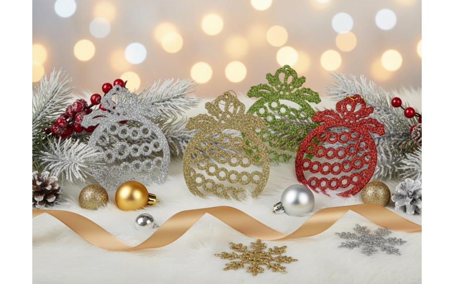 12x Ozdoba świąteczna bombka srebrna