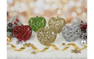6x Bombka złota serce