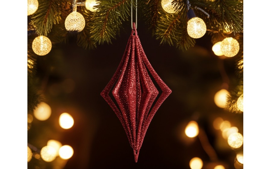 4x Bombka czerwona bączek