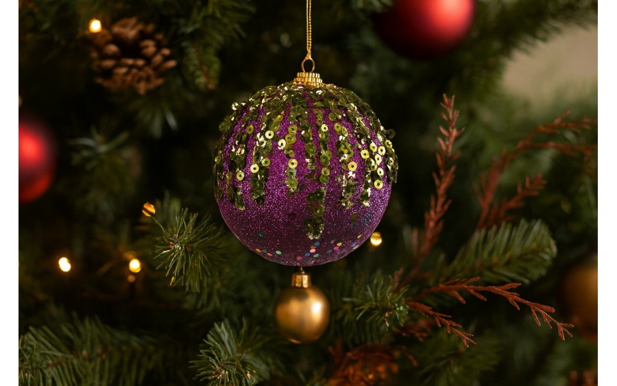 Bombka 10cm (2 szt.) brokat, cekiny