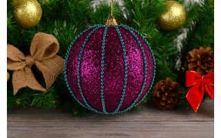 Bombka 10cm (2 szt.) różowa w prążki