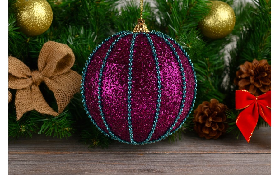 Bombka 10cm (2 szt.) różowa w prążki