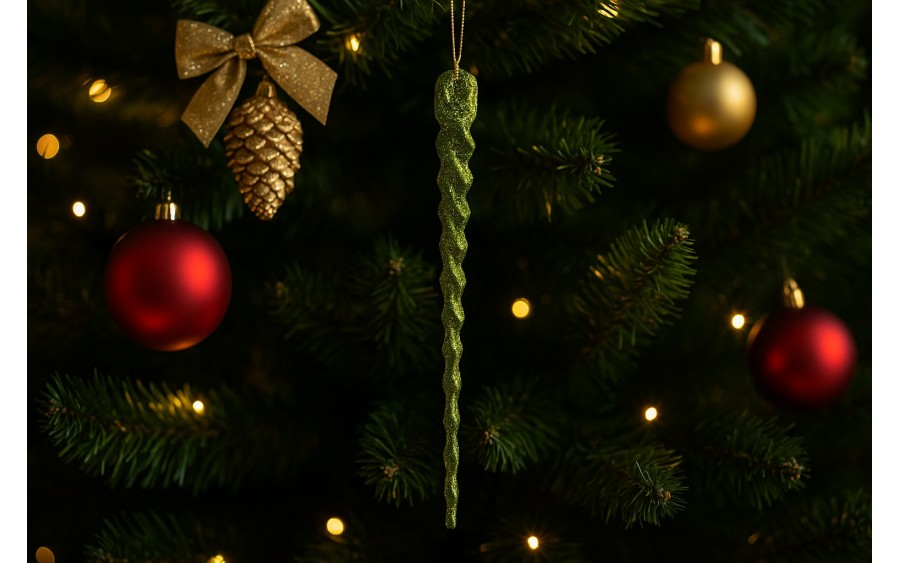 24x Ozdoba świąteczna zielony sopel