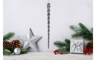 24x Ozdoba świąteczna srebrny sopel
