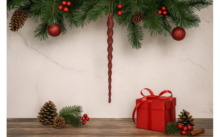 24x Ozdoba świąteczna czerwony sopel