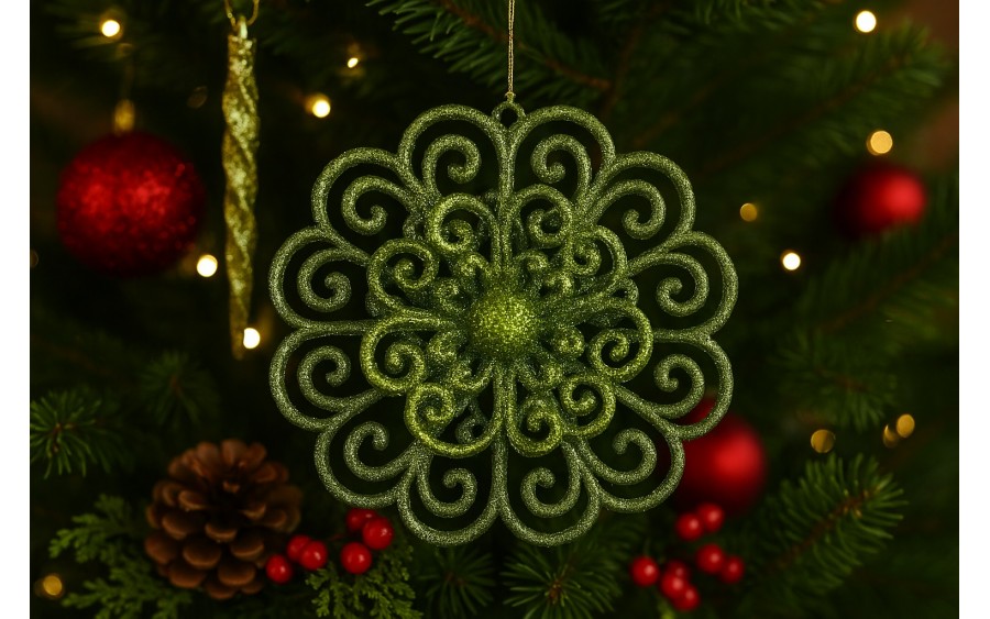 3x Ozdoba świąteczna kwiat zielony