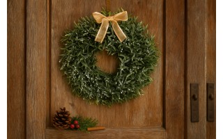 Ozdoba świąteczna Wianek zielony ośnieżony