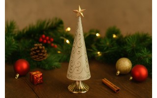 Figurka świąteczna Choinka beżowo-złota 47 cm