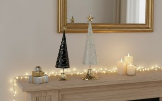 Figurka świąteczna Choinka czarno-złota 40 cm