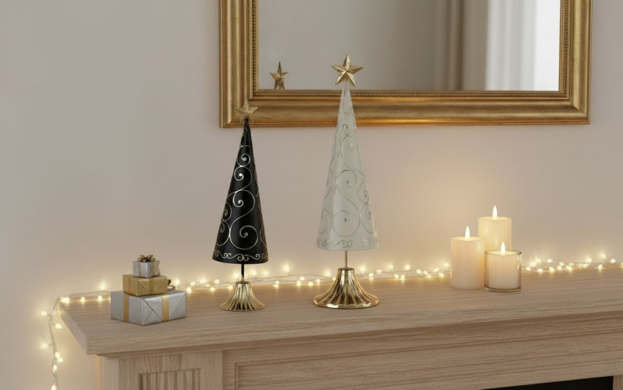 Figurka świąteczna Choinka czarno-złota 40 cm