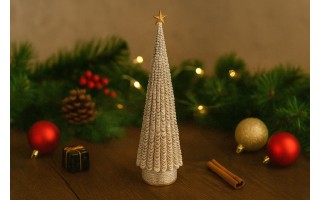 Figurka świąteczna Choinka biało-złota 35 cm 172862