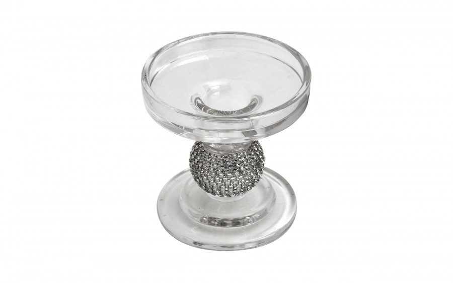 Świecznik szklany niski 8,5 cm JK0348