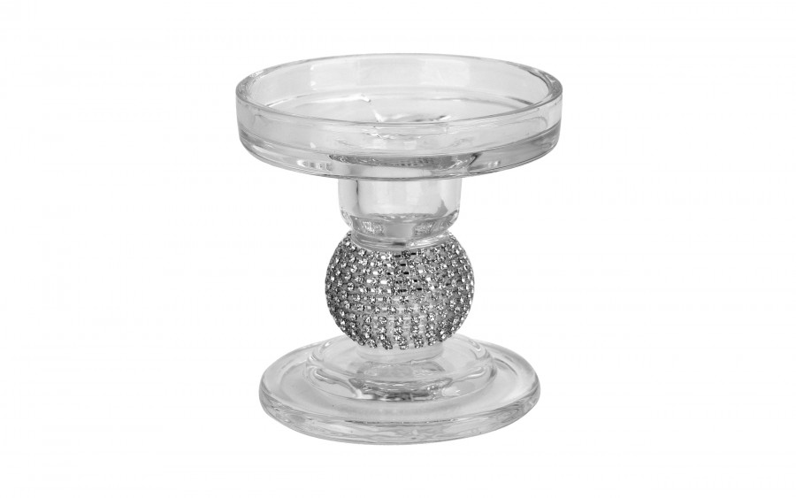 Świecznik szklany niski 8,5 cm JK0348
