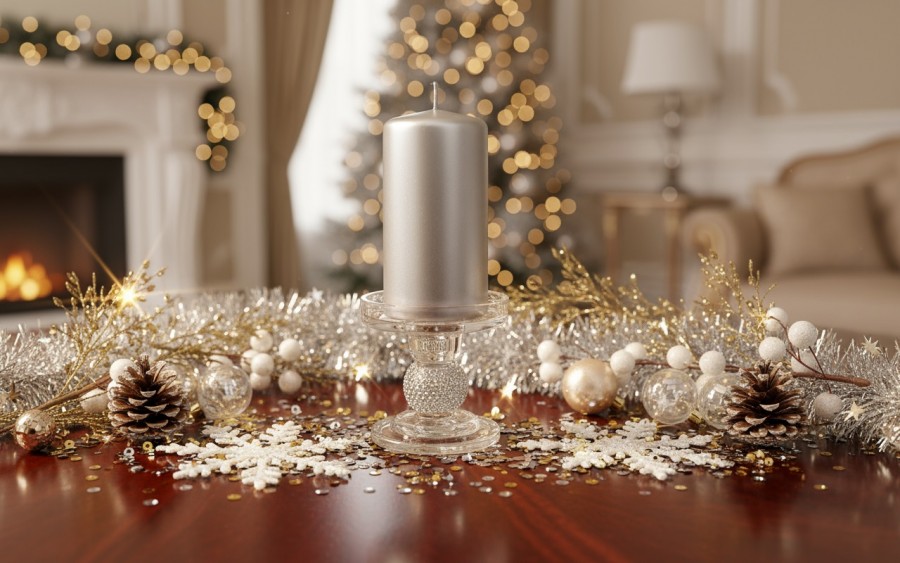 Świecznik szklany niski 8,5 cm JK0348