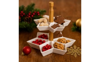 Patera dwupoziomowa na przekąski Gwiazda 6682 świąteczna