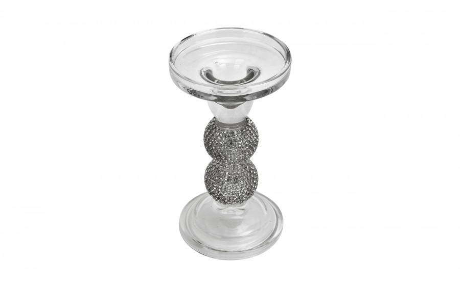 Świecznik szklany średni 15,5 cm cm JK0349
