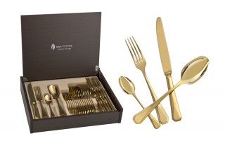 Komplet sztućów dla 6 osób 24 el. Titanium Gold 3 w kasecie