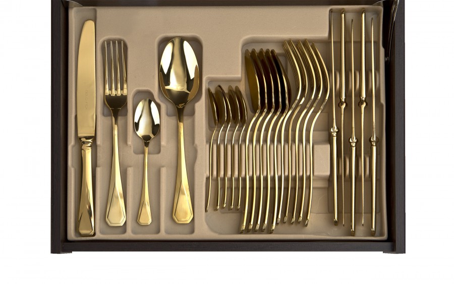 Komplet sztućów dla 6 osób 24 el. Titanium Gold 3 w kasecie