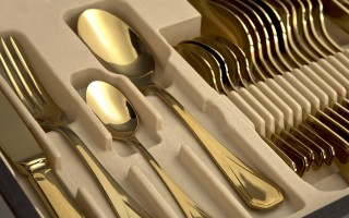 Komplet sztućów dla 6 osób 24 el. Titanium Gold 3 w kasecie